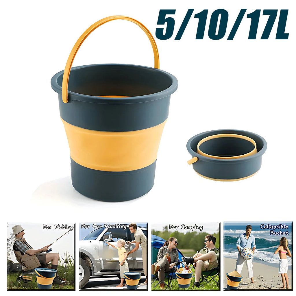 5/10/17L Portable Folding Bucket Multifunctional Thickened Silicone Bucket for Car Washing and Fishing Camping Folding Bucket Quick Pick Grocers