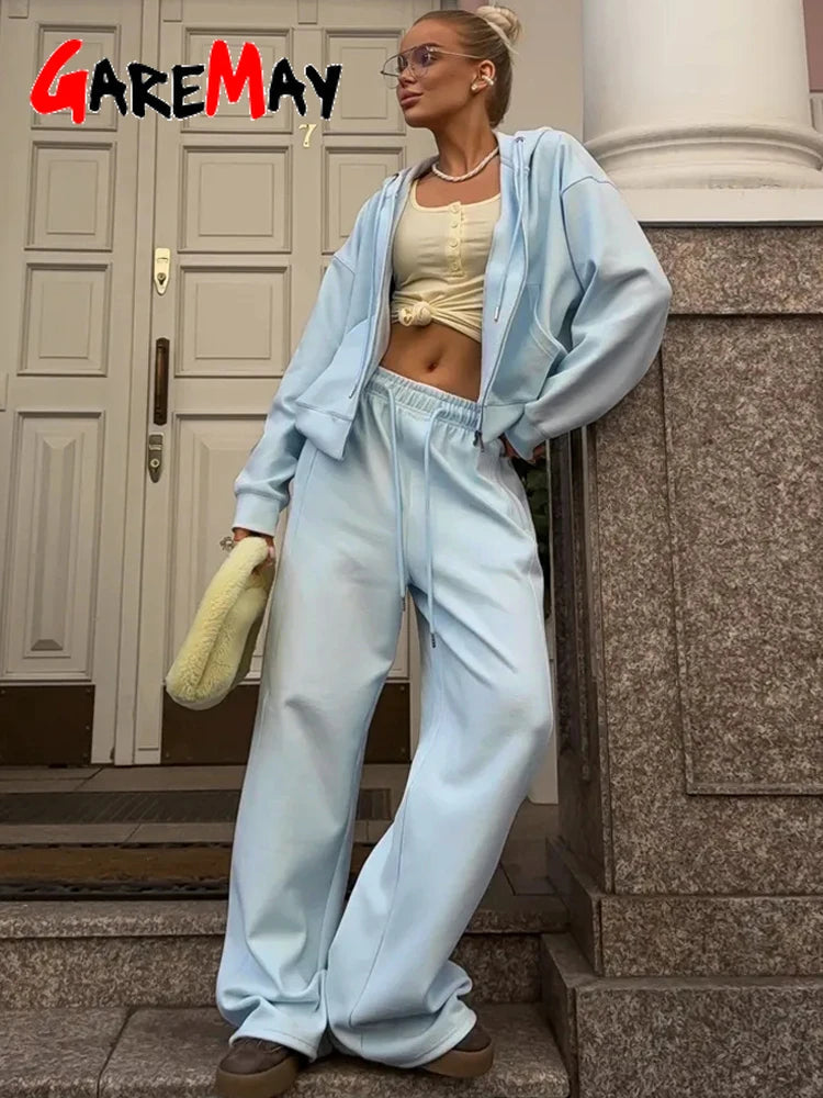 Beautiful Women's Tracksuits with A Zipper and A Hood Trousers Pink Two Piece Set Women Blue Classic Pant Sports Suit for Spring Quick Pick Grocers