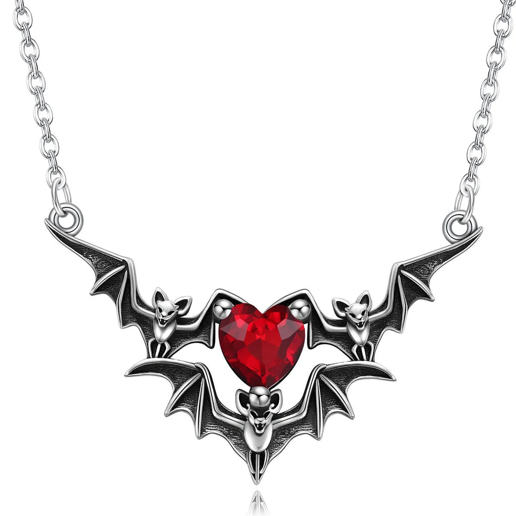 Gothic Punk Bat Wings and Heart Shaped Resin Pendant Necklace - Dark Fantasy Style Alloy Chain, Halloween Women’S Gift, Casual Fashion Accessories Quick Pick Grocers