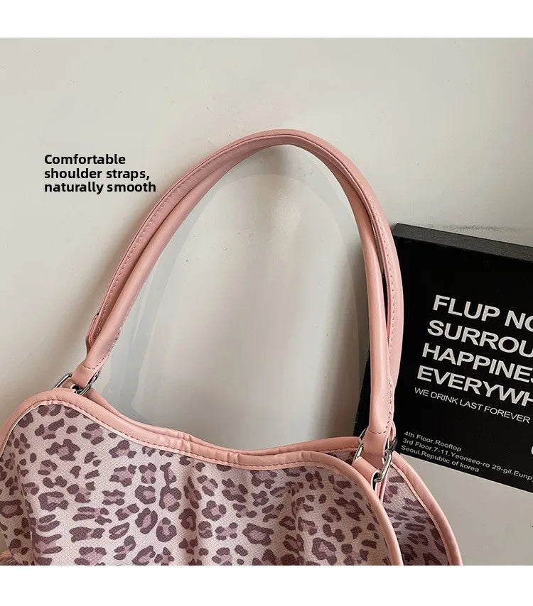 Brand Women's Shoulder Bag Y2k Fashion Sweet Polka Dot Handbag Korean Casual Versatile Leopard Print Brown Frosted Tote Bags Quick Pick Grocers