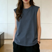 Woman Loose Sleeveless Tank Top Summer Casual Vest Basic Daily T-shirt Sweet Style Suitable For Students Stretchy Soft Lady Wear Quick Pick Grocers