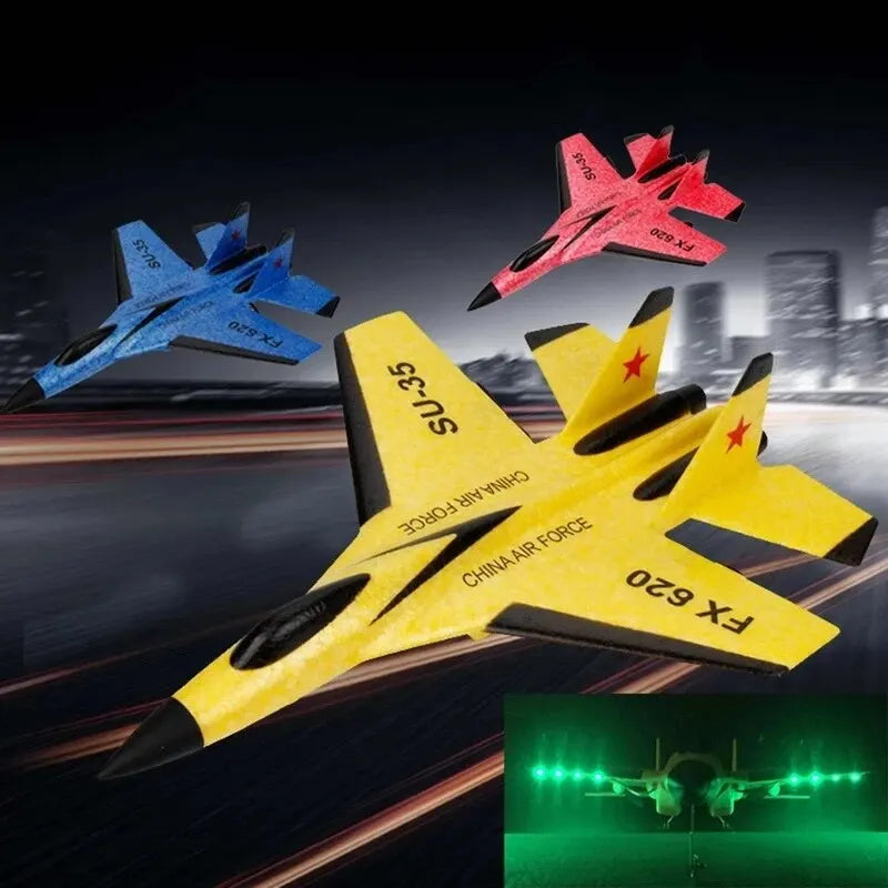 SU35 RC Plane FX620 FX820 2.4G Remote Control Flying Model Glider Airplane With LED Lights Aircraft Foam Toys For Children Gifts Econic Blanks