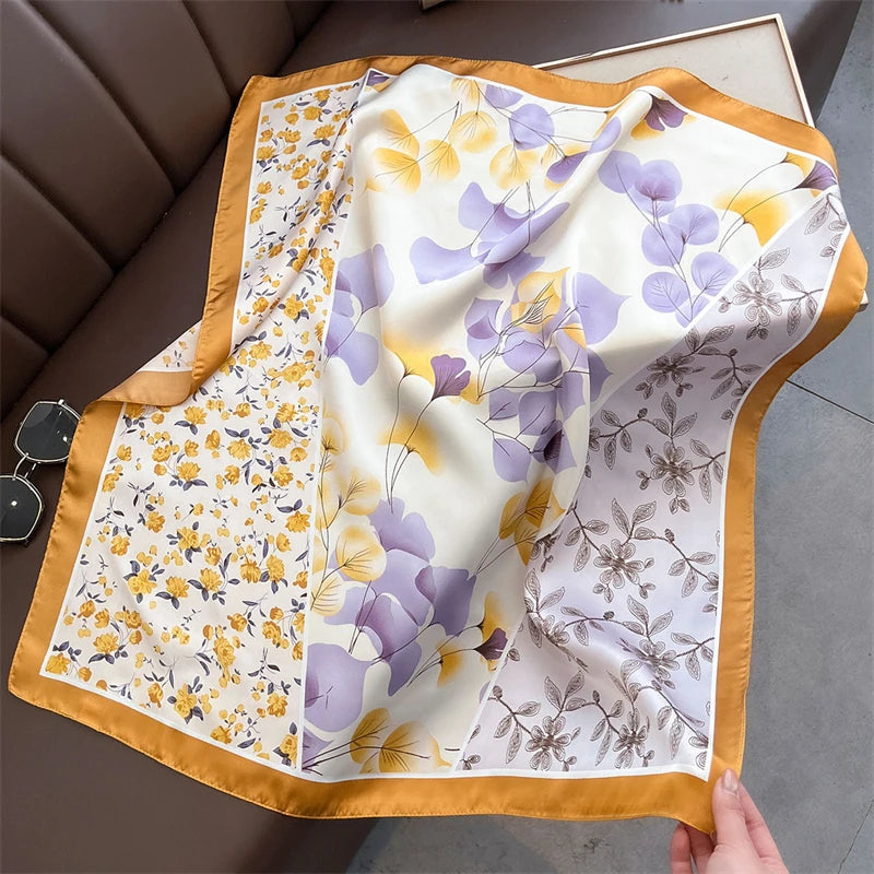 2025 Silk Shawl Print Headscarf Cat Hair Wrap Neckerchief Female Satin Square Scarf For Women Headband Foulard Hijab Bandana Quick Pick Grocers