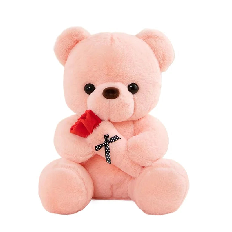 Cute Rose Bear Plush Toy Stuffed Animal Doll Romantic Gift for Girlfriend Valentines Day Birthday and Anniversary Present Quick Pick Grocers