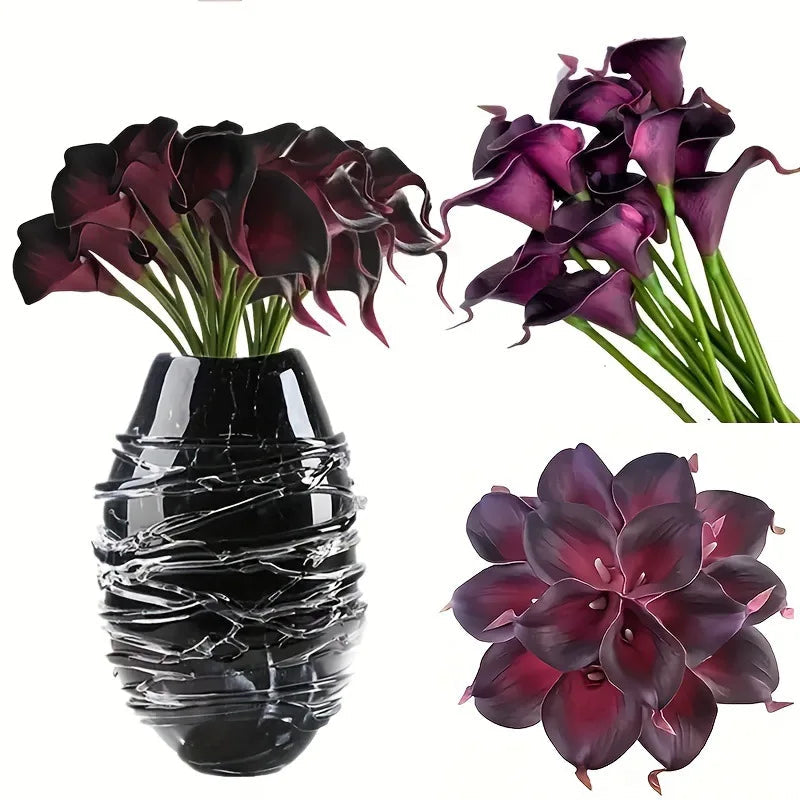 10PCS Artificial Flowers Calla Lily Bouquet for Bridail Fake Flower Mother's Day Easter Wedding Party Home Room Table Decoration Quick Pick Grocers