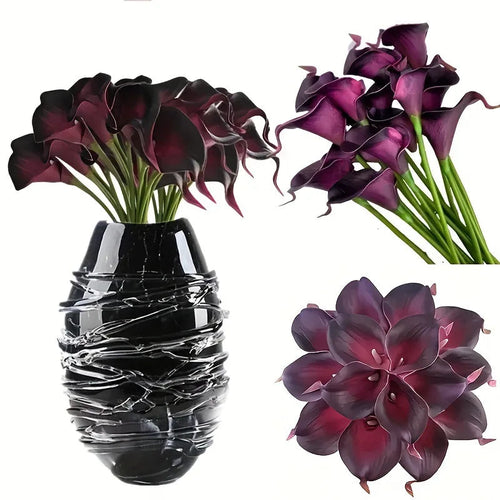 10PCS Artificial Flowers Calla Lily Bouquet for Bridail Fake Flower Mother's Day Easter Wedding Party Home Room Table Decoration Quick Pick Grocers