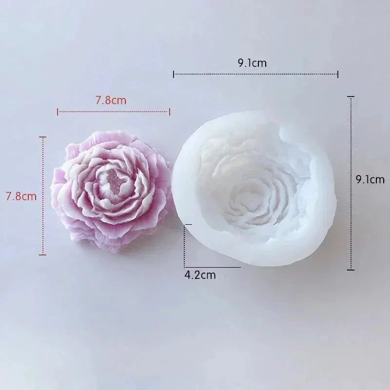 3D Peony Candle Silicone Mold DIY Relief Flower Soap Resin Plaster Mould Home Decor Chocolate Cake Ice Baking Making Tool Gifts Econic Blanks