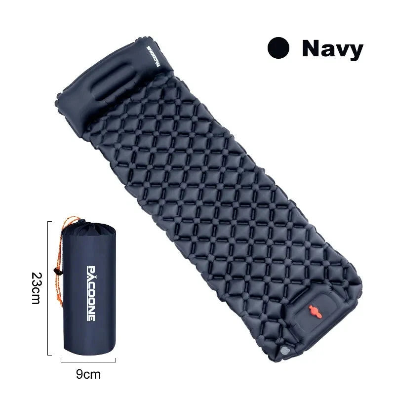 Outdoor Camping Inflatable Mattress Sleeping Pad With Pillows Ultralight Air Mat Built In Inflator Pump Hiking Econic Blanks