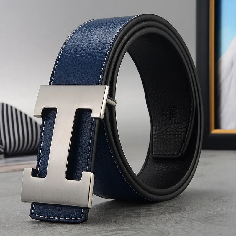 Width 3.8cm Famous Brand Belt Men Top Quality Genuine Luxury Leather Belts for Men Strap Metal Belt Fashion Women's Belt jeans Quick Pick Grocers
