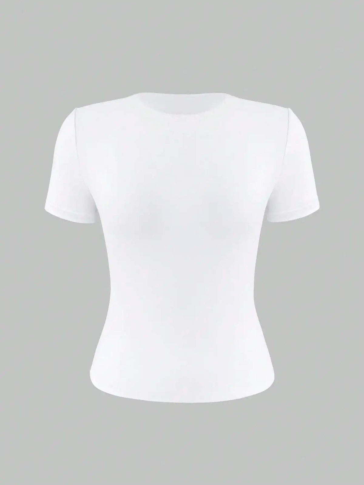 Women's White Solid Round Neck Short Sleeve Fitted T-Shirt for Summer Casual Wear Quick Pick Grocers