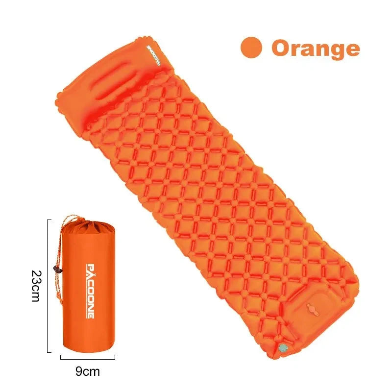 Outdoor Camping Inflatable Mattress Sleeping Pad With Pillows Ultralight Air Mat Built In Inflator Pump Hiking Econic Blanks
