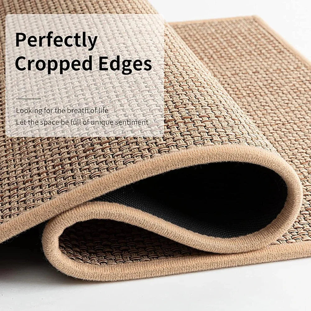 Washable Non-slip Kitchen Rug Faux Sisal Running Rug, Faux Woven Kitchen Mat Kitchen Runners With Back Made Of Natural Rubber Quick Pick Grocers