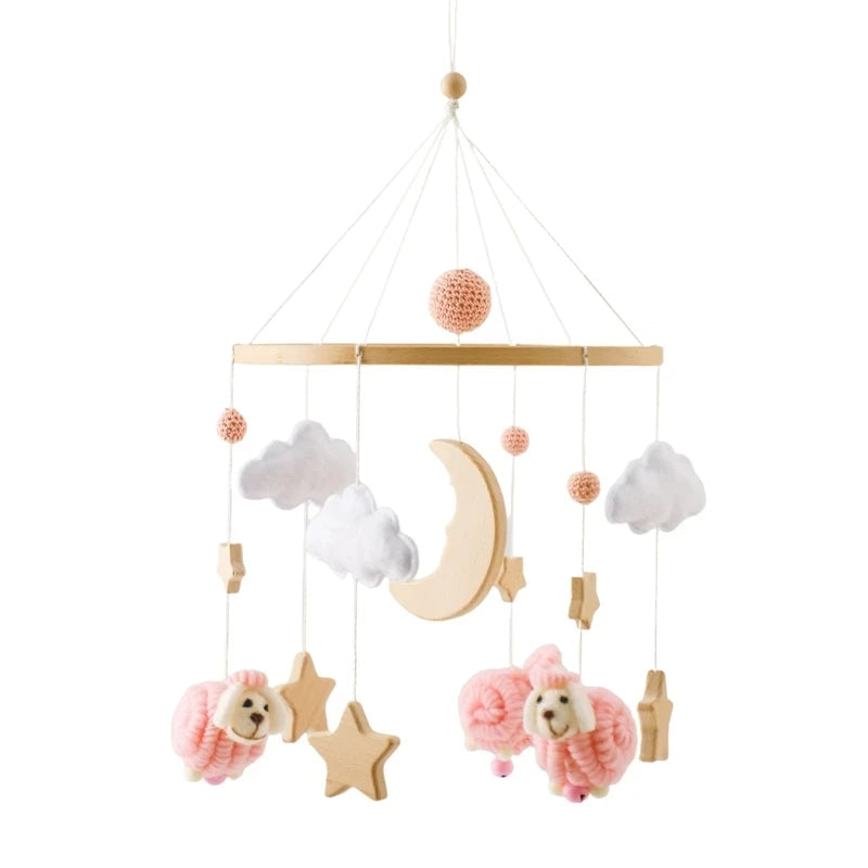 Baby Rattle Toy Bed Bell Bracket Wooden Mobile 0-12 Months Newborn Crochet Bed Bell Hanging Toys Holder Bracket Infant Crib Gift Purest Peak