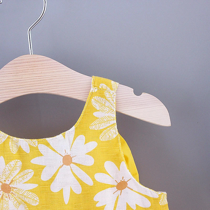 Baby Girl Dress Summer Bow And Full Print Daisy Pattern Suspender Beach Baby Dresses Cute Casual Baby Girl Clothes With Hat ﻿ Quick Pick Grocers