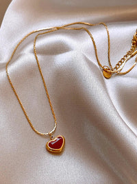 2025 Mothers Day Red Heart Pendant Stainless Steel Gold Color Chain Necklace for Women Non Fading Jewelry Sweet Accessories Gift Quick Pick Grocers