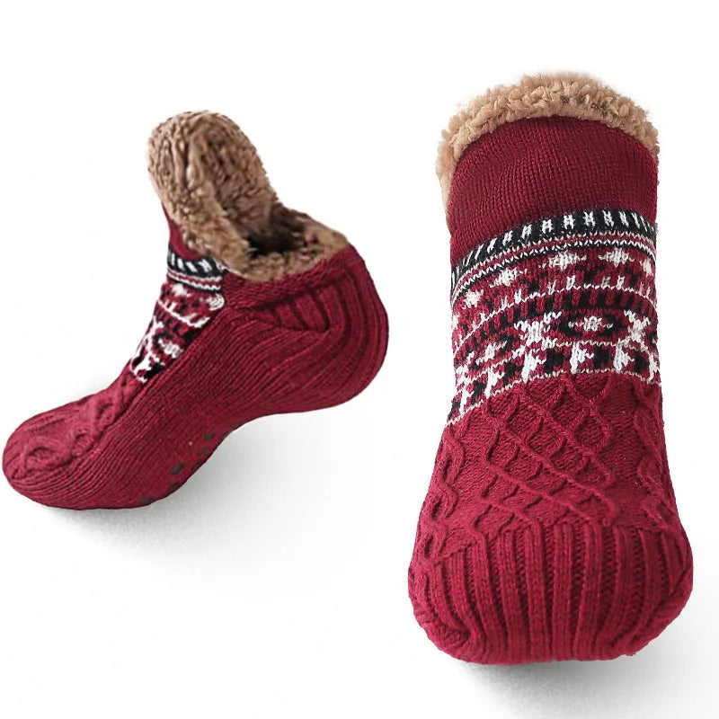 Super Warm Winter Non-slip Floor Socks Women Men Snow Socks Sleep Carpet Socks Slippers Socks Women Velvet Boot Unsiex Home Wear Quick Pick Grocers