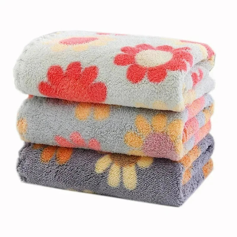 4Pcs Kitchen Cleaning Cloths Soft Absorbent Dishcloth Coral Fleece Sunflower Wiping Towel Rags Household Cleaning Cloth 30X30CM Econic Blanks