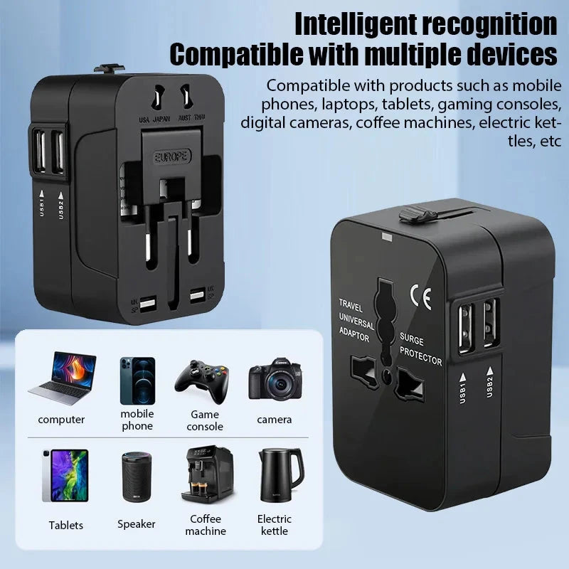 Global Universal Conversion Travel Plug USB Sockets EU US AC Power Adapter Converter With Child Protection Safety Cover Locking Econic Blanks