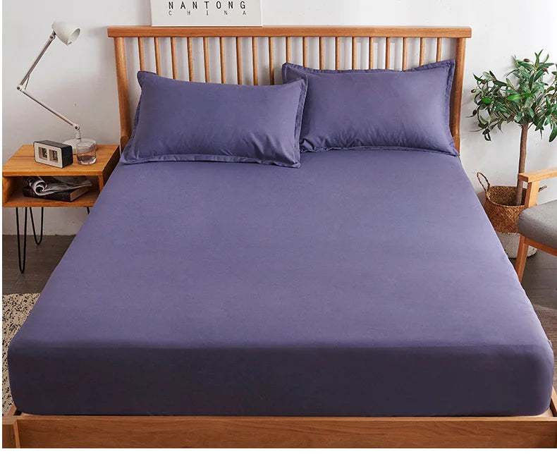 Cotton Fitted Sheet with Elastic Bands Non Slip Adjustable Mattress Covers for Single Double King Queen Bed,140/160/200cm Quick Pick Grocers
