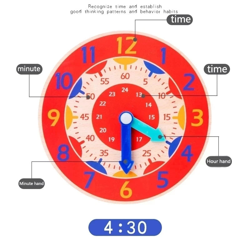 Baby Montessori Toys Wooden Clock Hour Minute Second Cognition Time Learning Teaching Aids Educational Toys For Children Purest Peak
