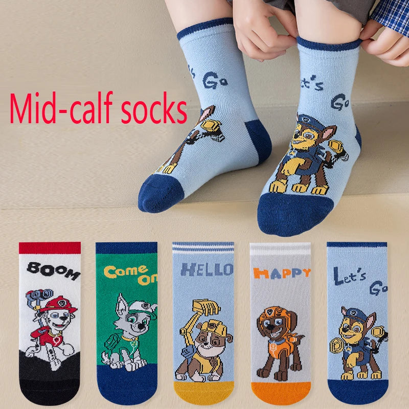 5 Pairs Paw Patrol Kids Socks Cotton Boys Cute Cartoon Socks for Children Baby Casual Socks Spring and Summer Boys Socks Quick Pick Grocers