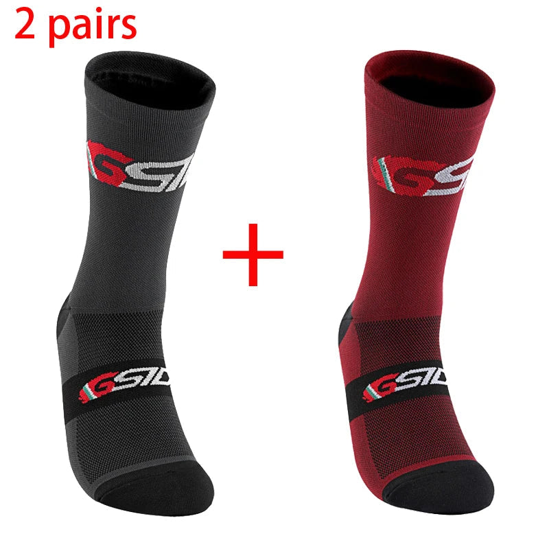 2pairs 2023 New Cycling Socks Bike Nurse Compression Road Bike Running Mtb Knee-high White Sports Funny Brand Black Quick Pick Grocers
