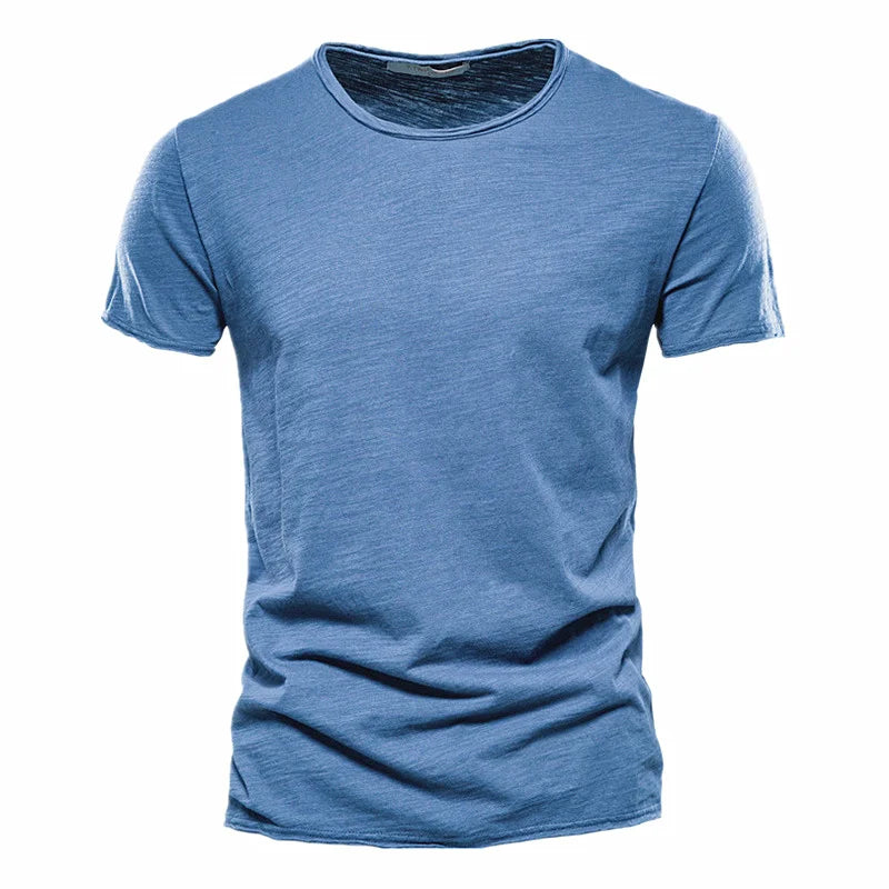 100% Cotton Men T-shirt Casual Soft Fitness Summer Thin T-shirts Men's Home Clothes O-Neck Short Sleeve Soild T Shirt for Men Quick Pick Grocers