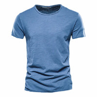 100% Cotton Men T-shirt Casual Soft Fitness Summer Thin T-shirts Men's Home Clothes O-Neck Short Sleeve Soild T Shirt for Men Quick Pick Grocers
