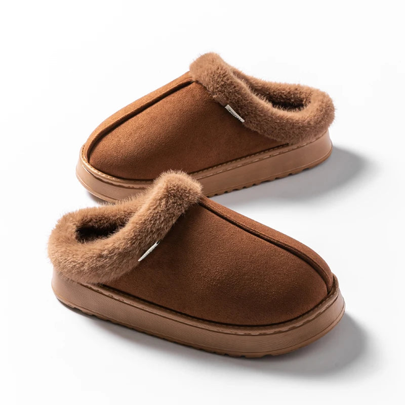 Fashion Women Fluffy Slippers for Autumn and Winter Indoor EVA Thick Sole Anti-Slip and Warm Unisex Slippers for Winter Purest Peak