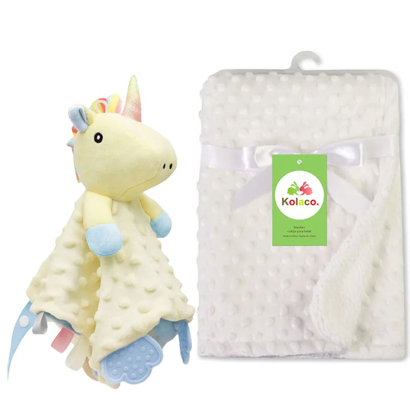 Personalized Newborn Baby Blanket with Name Custom Stroller Sleeping Dolls Animal Security Towel Gift Set for Baby Shower Gifts Purest Peak