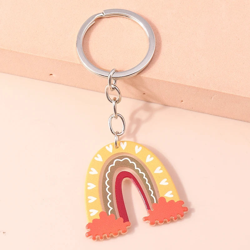 New Colorful Rainbow Keychains for Car Key Souvenir Gift for Women Men DIY Handbag Pendants Hanging Key Ring Jewelry Accessories Quick Pick Grocers