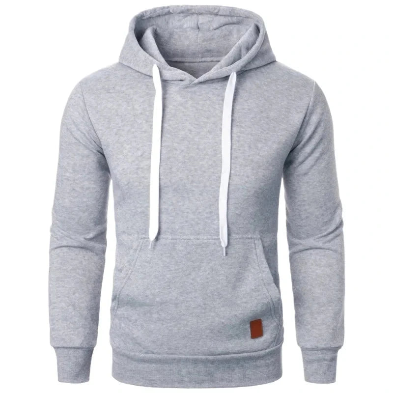 Mens Casual Hooded Collar Drawstring Hoodies Sweatshirts Long Sleeve Shirts Outdoor Streetwear Solid Color Lightweight Pullover Econic Blanks