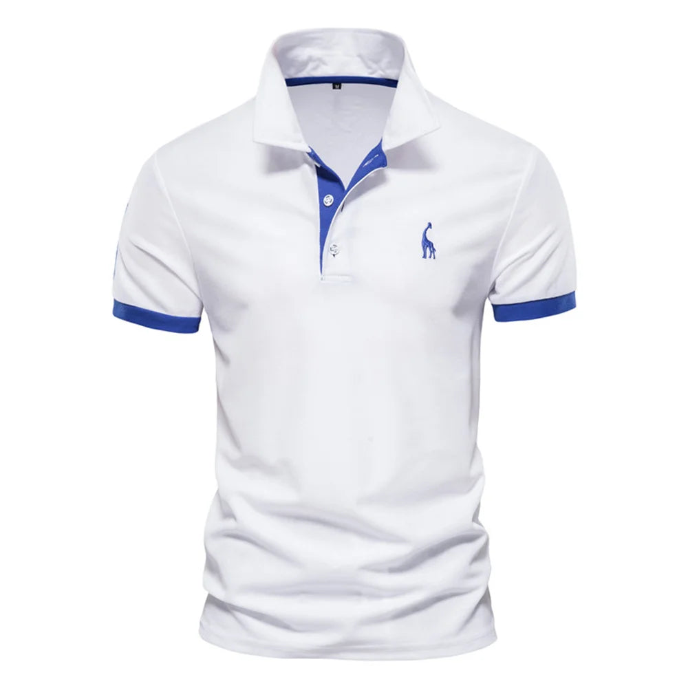 Dropshipping Polo Giraffe Shirt Men Quality Embroidery Summer Short Sleeve Polo Casual Business Social Mens Polos BR Size Quick Pick Grocers