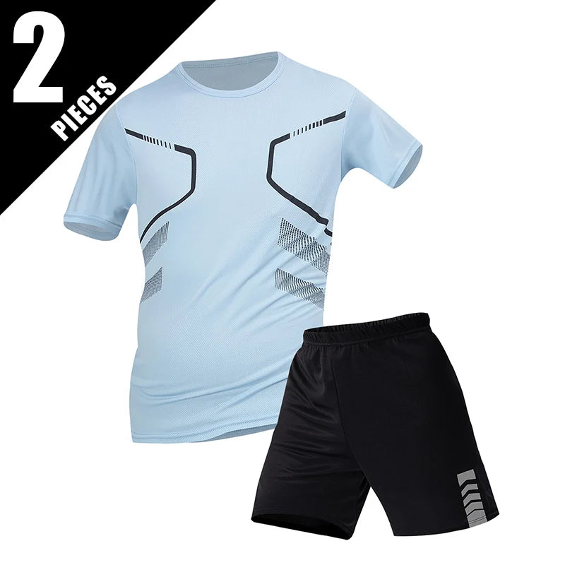2/4/6 Pcs Plus Size Men's Quick-drying Short-sleeved Shorts Suit Men's Leisure Sports Running Fitness T-shirt Joker Shorts Teen Quick Pick Grocers