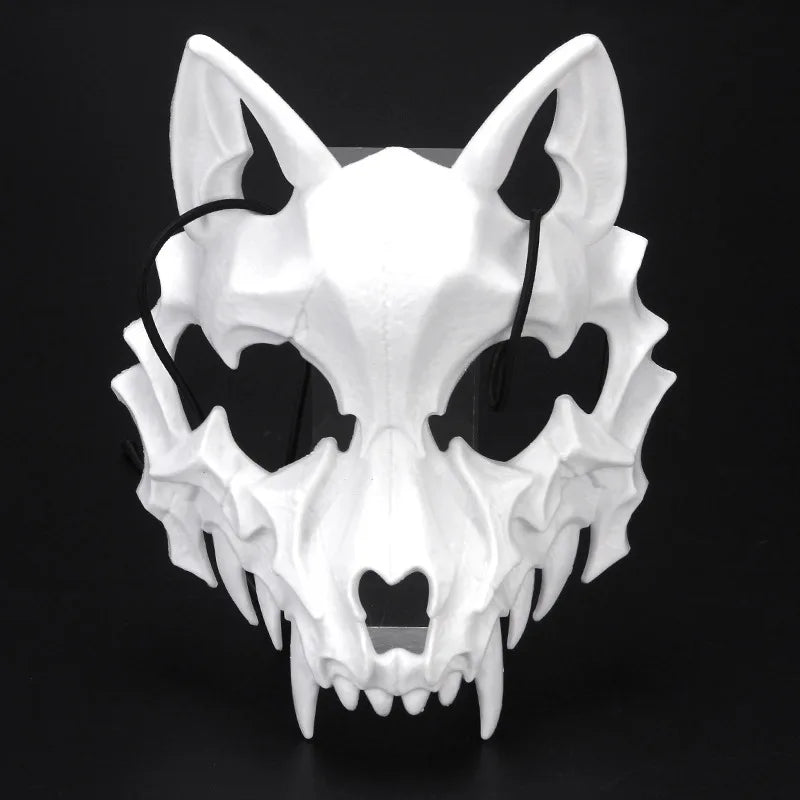 Halloween Mask Half-face Mask Cos Dragon God Fierce Tiger Night Fork Tengu Man Wolf Mask Performance Skull Masks Econic Blanks