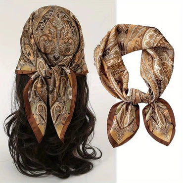 2025 New Fashion 70X70cmPrinted Women's Scarf Pashmina Silk Scarf Square Shawl Decorative Headband Neck Luxury Design Bandana Quick Pick Grocers