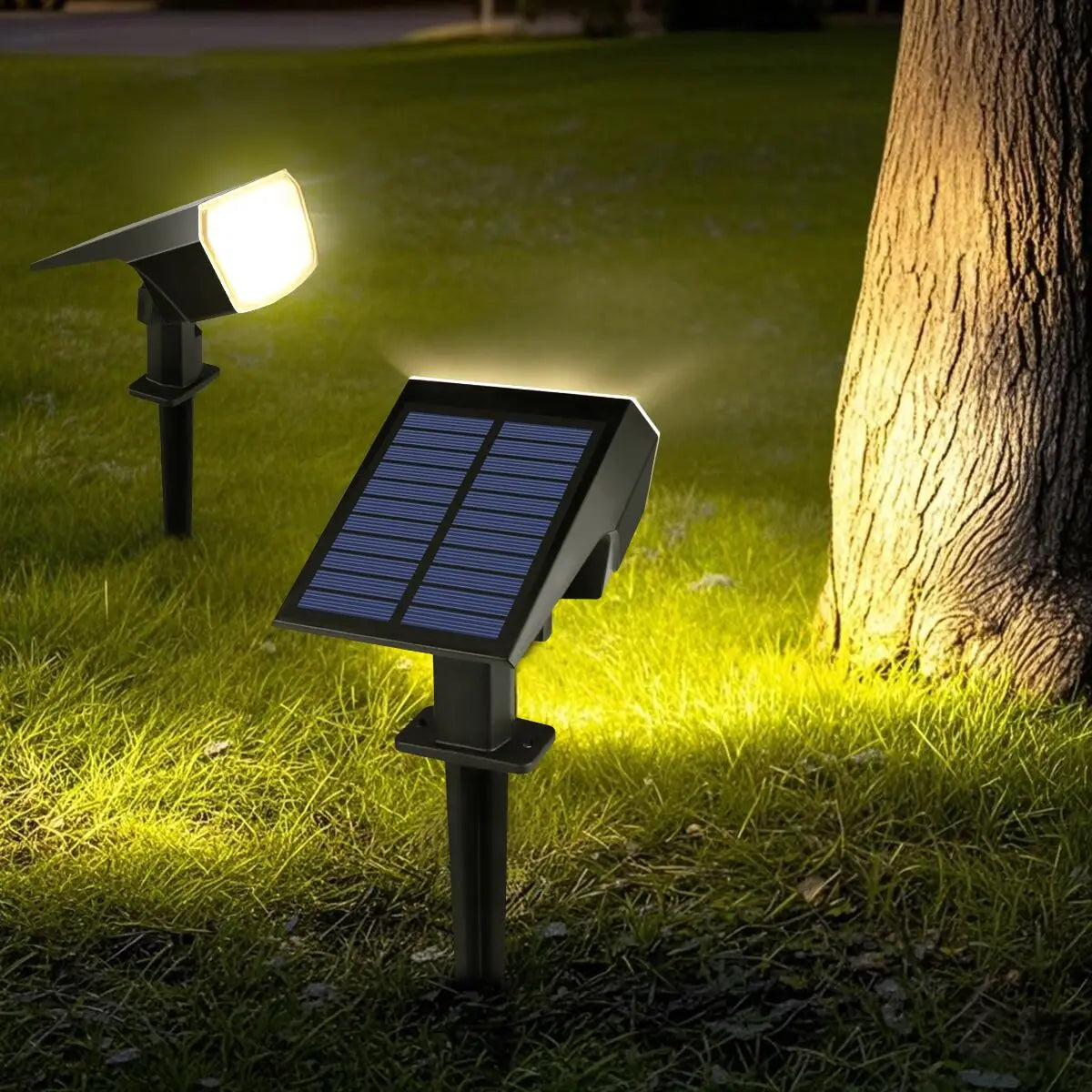 Built-in Large Capacity Battery 1200mAh LED Solar Floodlight Waterproof Spotlight Lamp Long Working Time For Garden Lawn Pathway Quick Pick Grocers