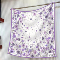 90Cm French Jungle Large Square Scarf Decorative Fashion Trend Flowers High Quality Twill Silk Travel Shawl Sunscreen Quick Pick Grocers