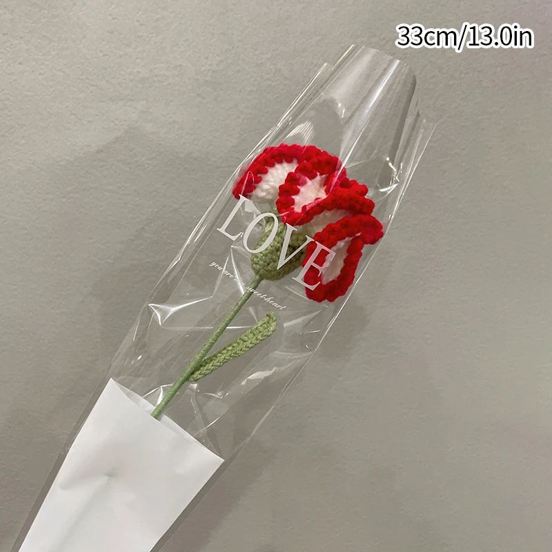 1pc Tulip Crochet Flowers Artificial Woven Flowers Handmade Tulipanes Wedding Gift for Guest Home Decoration Mother's Day Gift Quick Pick Grocers