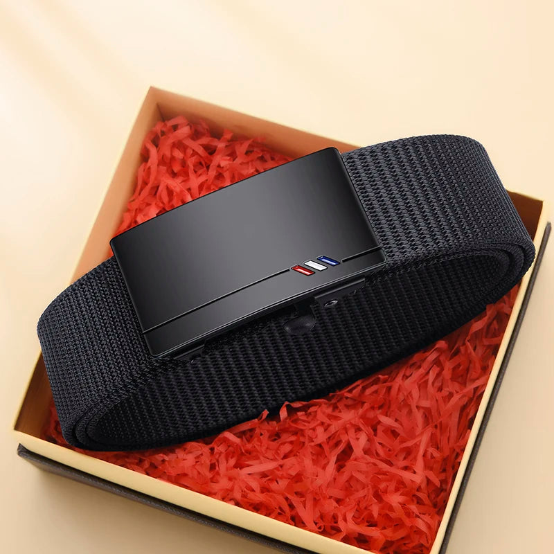 2pcs Fashion Men's Belt Canvas Woven Waistband Automatic Buckle Casual Belt Soft Versatile Jeans Belt Accessories Quick Pick Grocers