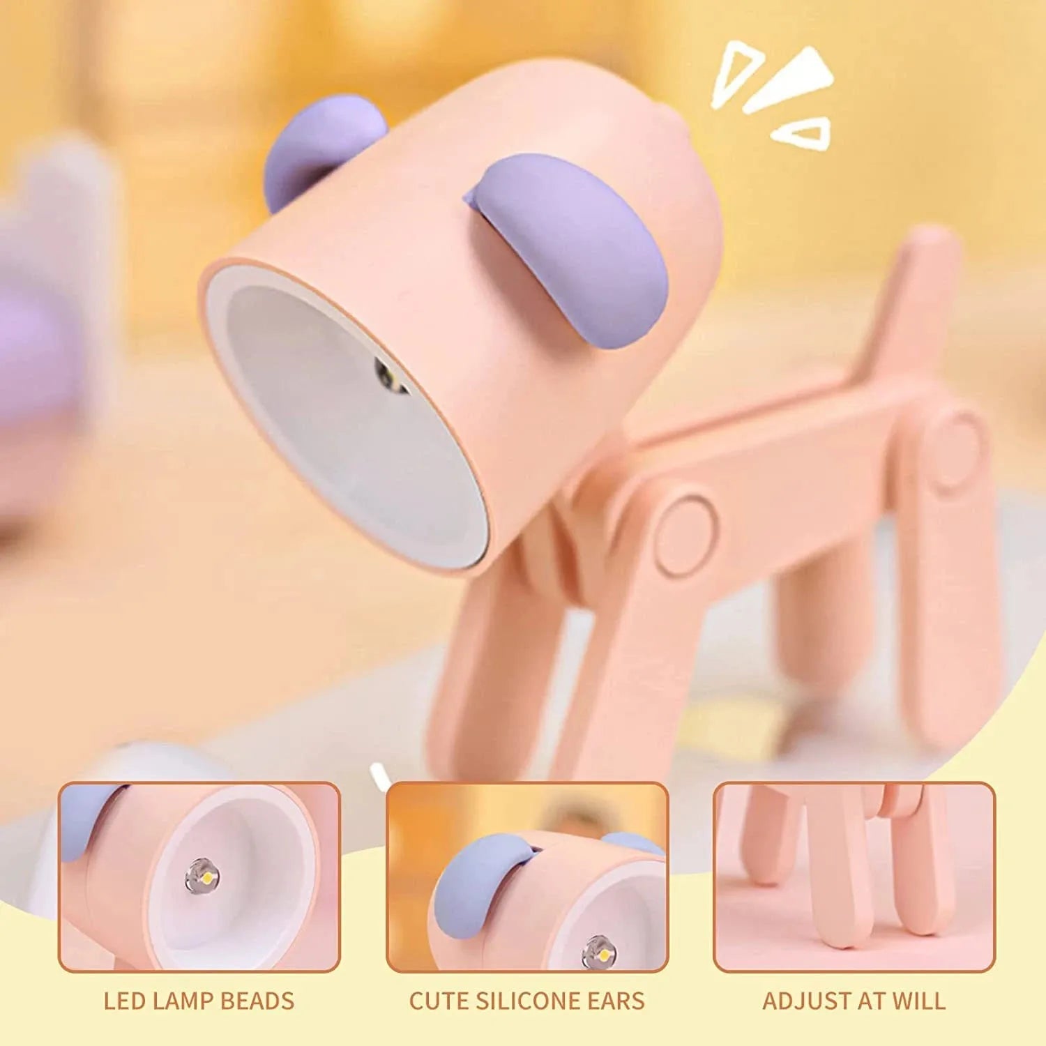 LED Night Light Mini Folding Desk Lamp Cute Pet Lights Dog Deer Portable Night Light Student Living Room Decor Gift Quick Pick Grocers