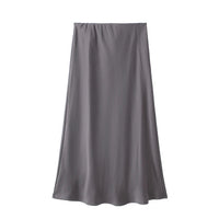 Willshela 2024 Black Satin Skirt Woman High Waist Elegant Long Skirts For Women Fashion Summer Midi Skirt Office Women's Skirts Quick Pick Grocers
