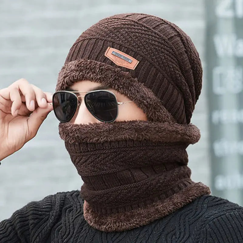 Winter Fleece Scarf Hats Thicken Plush Warm Beanies Wool Knit Caps Men Women Outdoor Cycling Ski Cold Protection Neck Mask Hat Quick Pick Grocers