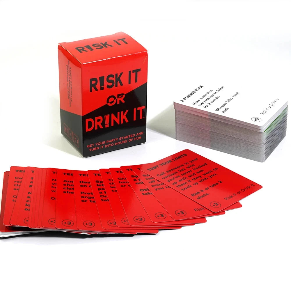 Risk It Or Drink It Fun Party Game For College Card Game Drinking Game Pregame Night Hilarious Dares Challenges  Questions Adult Econic Blanks