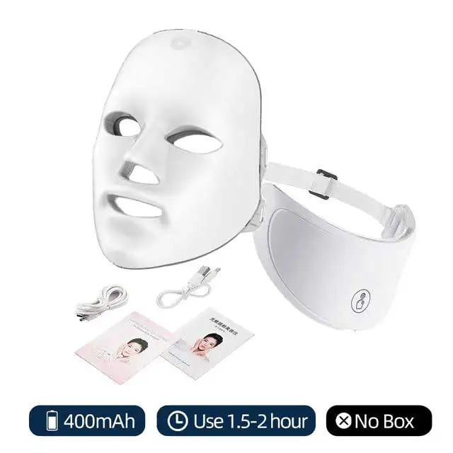 7 Colors Led Facial Mask With Neck Red Light Therapy Mask For Skin Tightening Lifting Anti-aging Bio-Light Beauty Whitening Home Quick Pick Grocers
