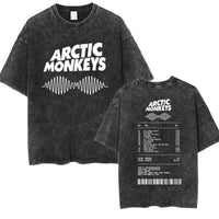 Retro Rock Arctic Monkeys Music Album Graphic T-Shrit Men's Vintage Washed Oversized Short Sleeve T Shirt Y2k Hip Hop Streetwear Quick Pick Grocers