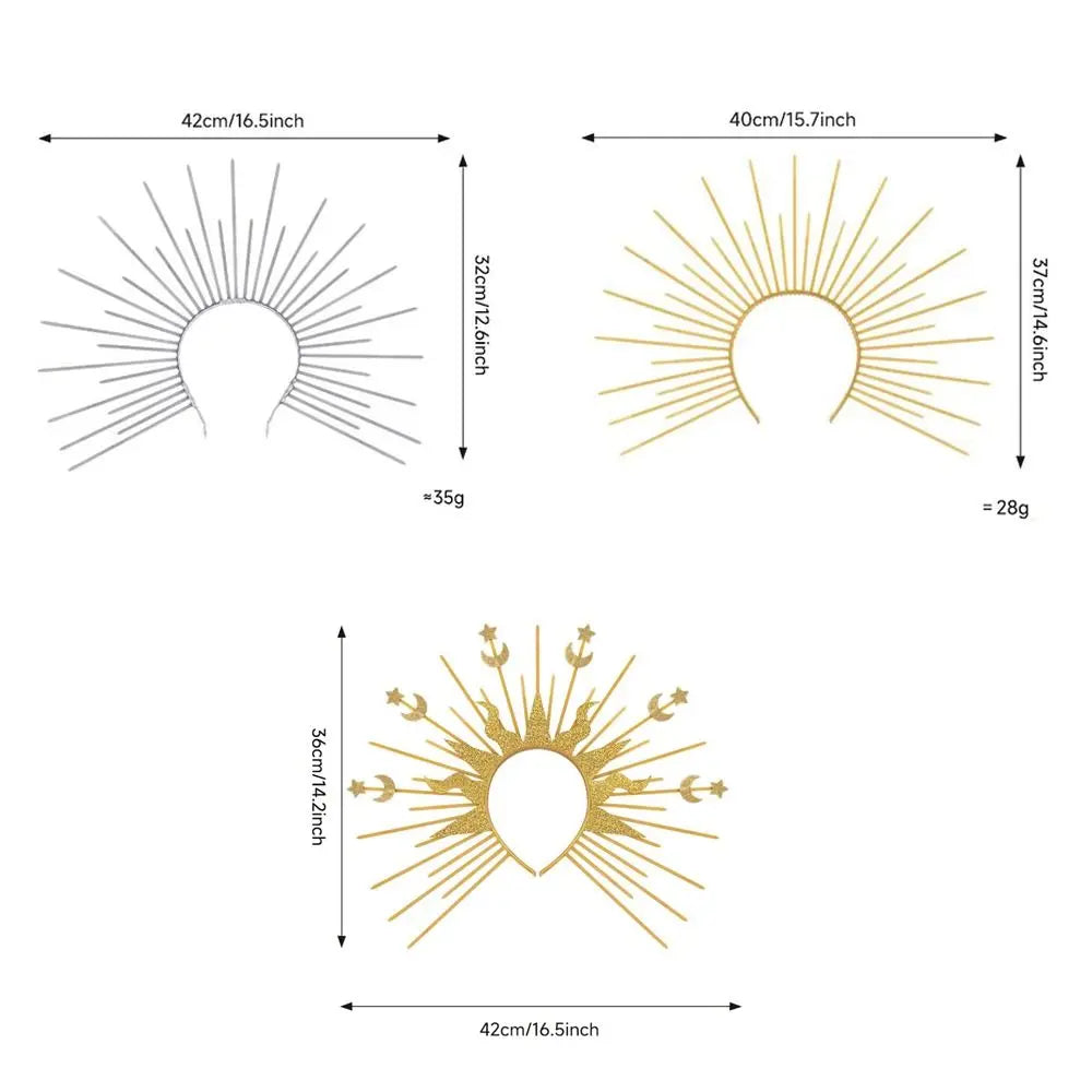 Fashion Sun God  Headband Star Gold COSPLAY Hair Hoop Moon The  of the Virgin Mary Halloween Headband Halloween Headwear Quick Pick Grocers