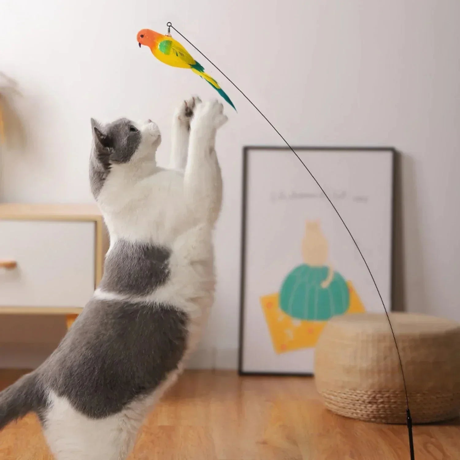 Simulation Bird Cat Toys Funny Interactive Peacock with Bell Cat Stick Toy for Kitten Playing Teaser Wand Toys Pet Cats Supplies Quick Pick Grocers