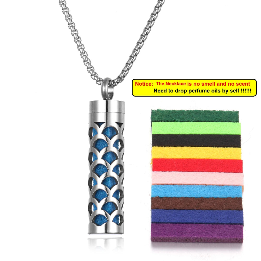 Long Strip Stainless Steel Aromatherapy Necklace Perfume Diffuser Essential Oil Diffuser Pendant Necklace Jewelry Accessories Econic Blanks