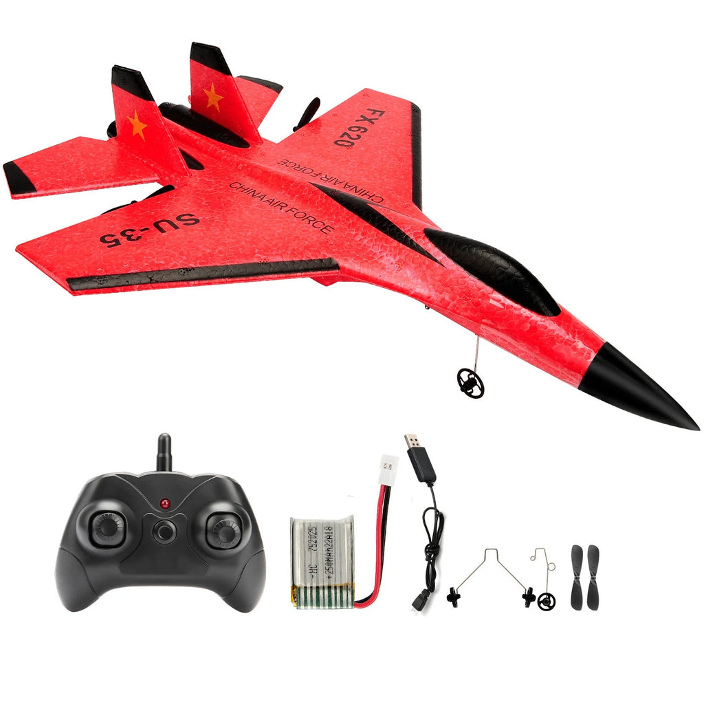 SU35 RC Plane FX620 FX820 2.4G Remote Control Flying Model Glider Airplane With LED Lights Aircraft Foam Toys For Children Gifts Econic Blanks